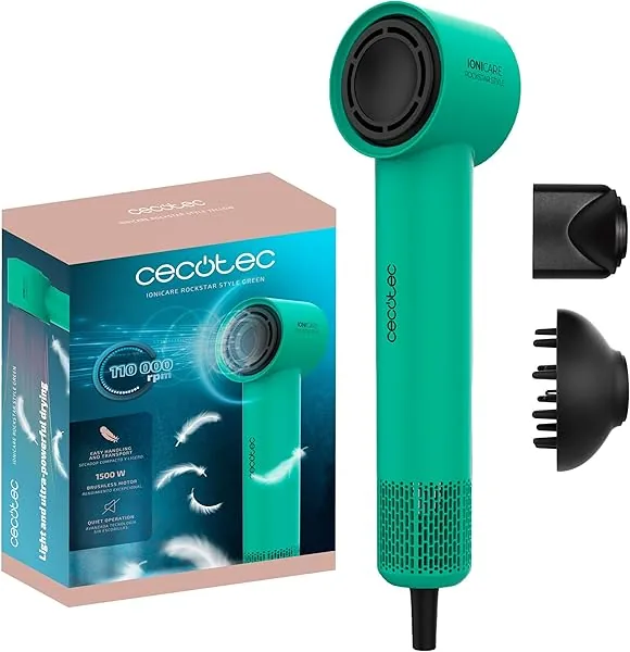 Cecotec Ionicare Rockstar Style Green haardroger, zeer compact en…