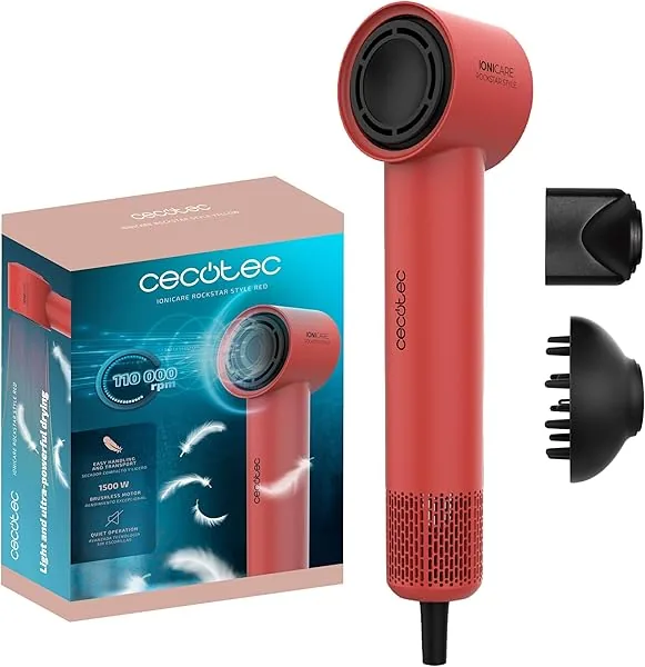 Cecotec Ionicare Rockstar Style Red, haardroger, zeer compact en …
