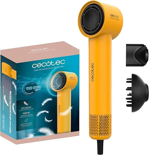 Cecotec Ionicare Rockstar Style Yellow haardroger, zeer compact e…