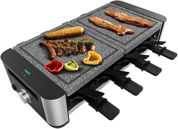 Cecotec Raclette Cheese&Grill 16000 Inox AllStone, 8 personen, 14…